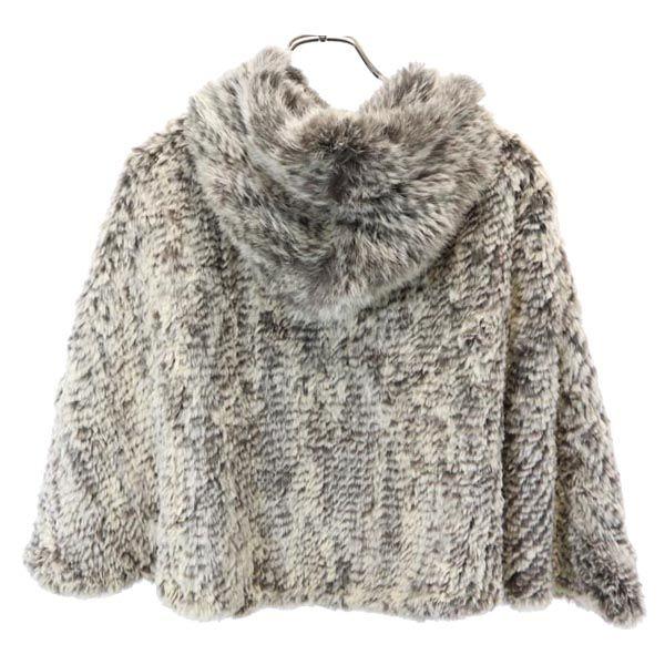 STEFANEL Hooded Rabbit Fur poncho Gray Jacket Women Used