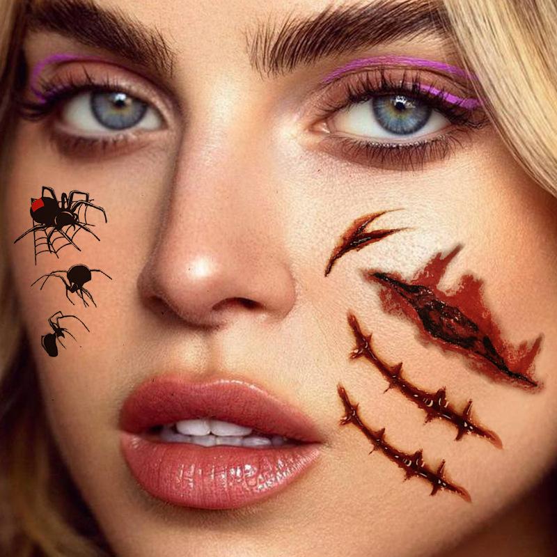 

2 Pieces Horror Party Scar Tattoo Stickers Waterproof Tattoo Stickers Bloody Wound Tattoo Stickers Halloween Tattoo Stickers