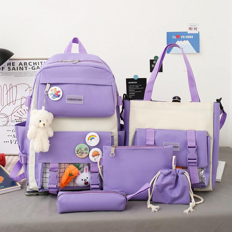 Large-Capacity Primary School Junior High School Students Shoulders Backpack High School Five Sets of Multi-Compartment Fash