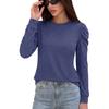 Fall Winter Women's Solid Color Loose Crew Neck Pleated Long Sleeve T-shirt Top For Cross-border European American Trade