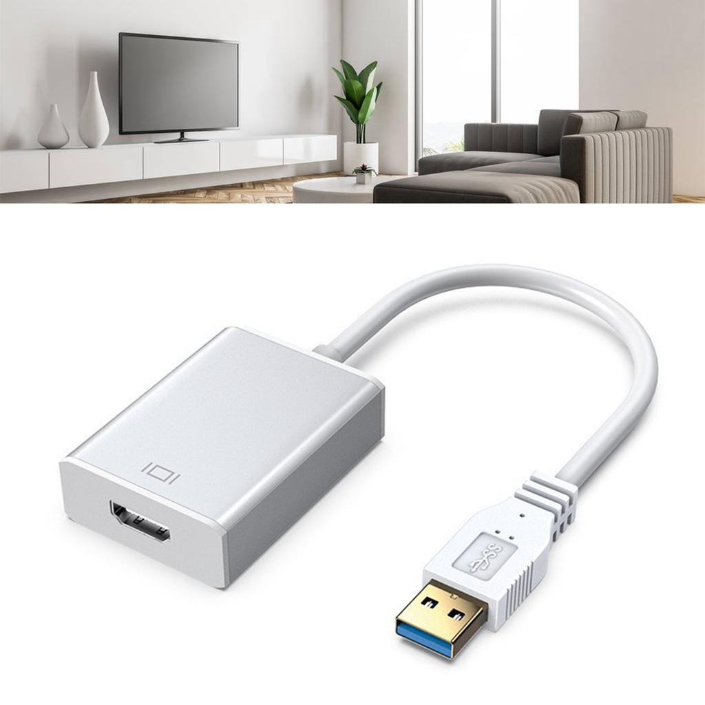 USB3.0 to HD Multimedia Interface Adapter 5Gbps 1920x1080 Resolution HD Computer Adapter for PC Monitors Silver