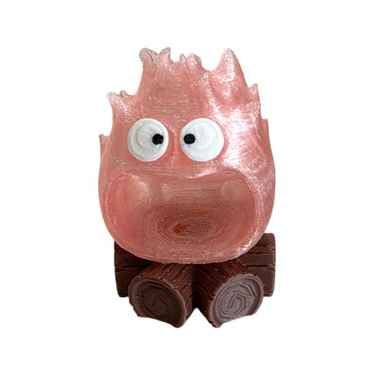 

3D Printed Campfire Figurine Cute Face Bonfire Ornament with Big Mouth Small Flame Model for Home Office Desk Decor рожевий