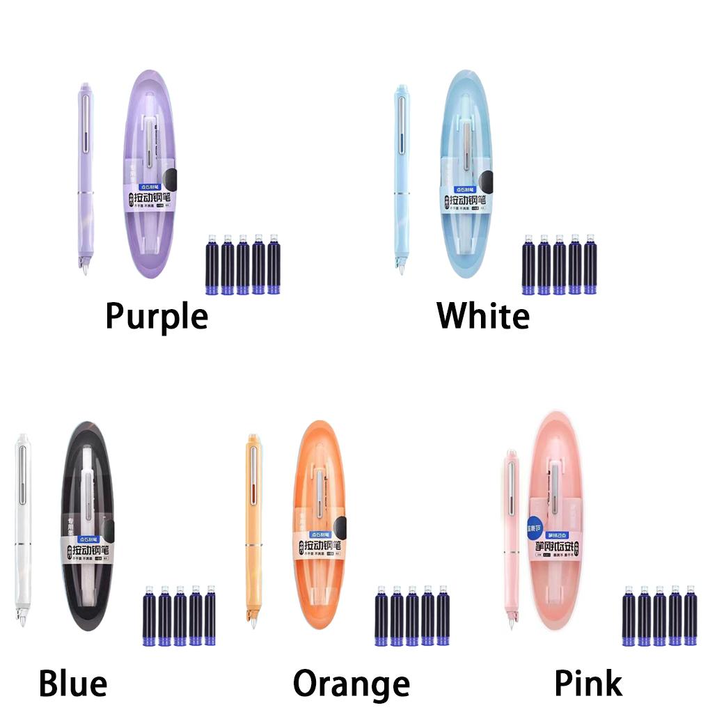Fountain Writing 5 No Leakage Retractable Fountain Pen 0.38mm Ink For Fountain Leak-Free Clear Ink Retractable