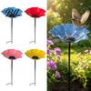 Bee Watering Station Garden Metal Flower Stake Decorative Bird Bath Ground Insert Butterfly Drinking Bowl for Backyard Pollinators Wild Birds