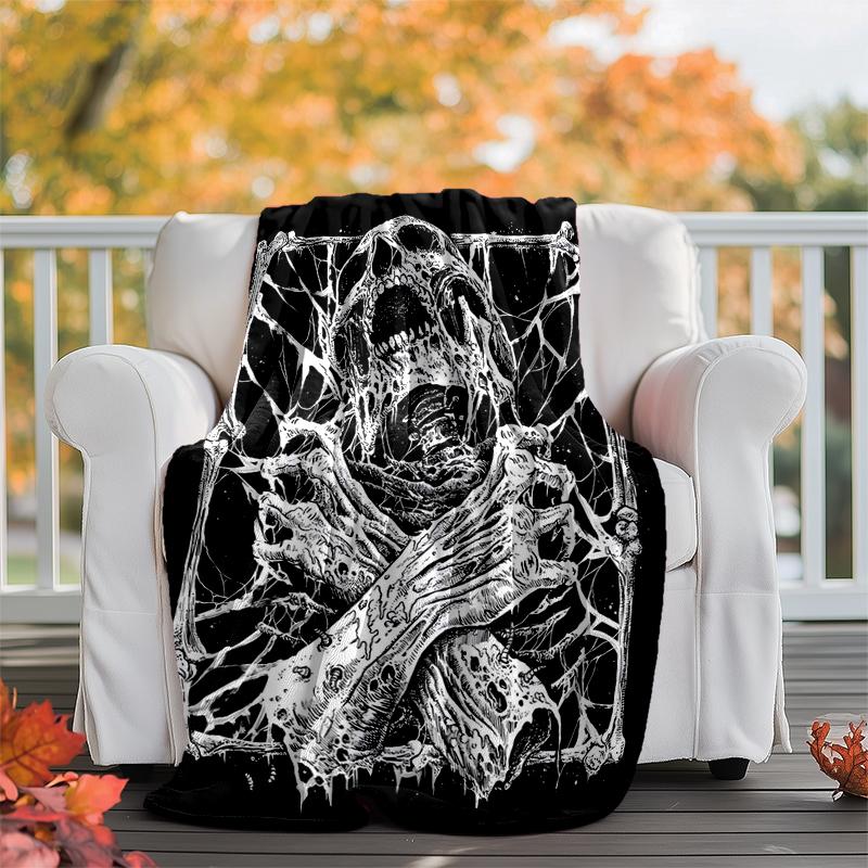 Gothic Skull Flannel Blanket Soft Warm All-Season Throw, Design for Camping, Car Travel, Hiking Sofa, Bed, Office Perfect Gift for Parties