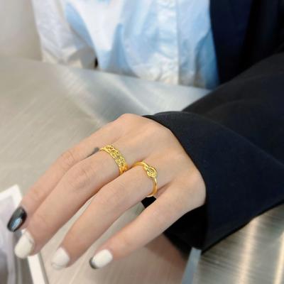 925 Silver Woven Ring Female Korean Twist Chain Index Finger Ring Tail Ring Ins Niche Design French Couple Ring