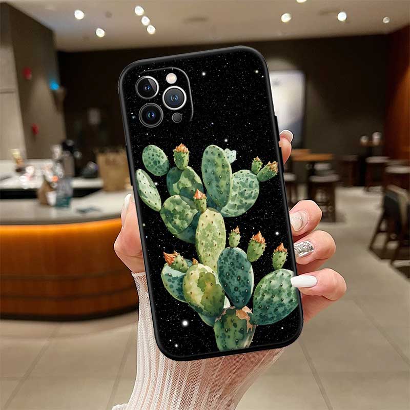 UP49 Watercolour Cacti New High-End Shell Phone Case for iPhone 16 15 14 13 12 Pro Max Plus Mini iPhone 13 Pro