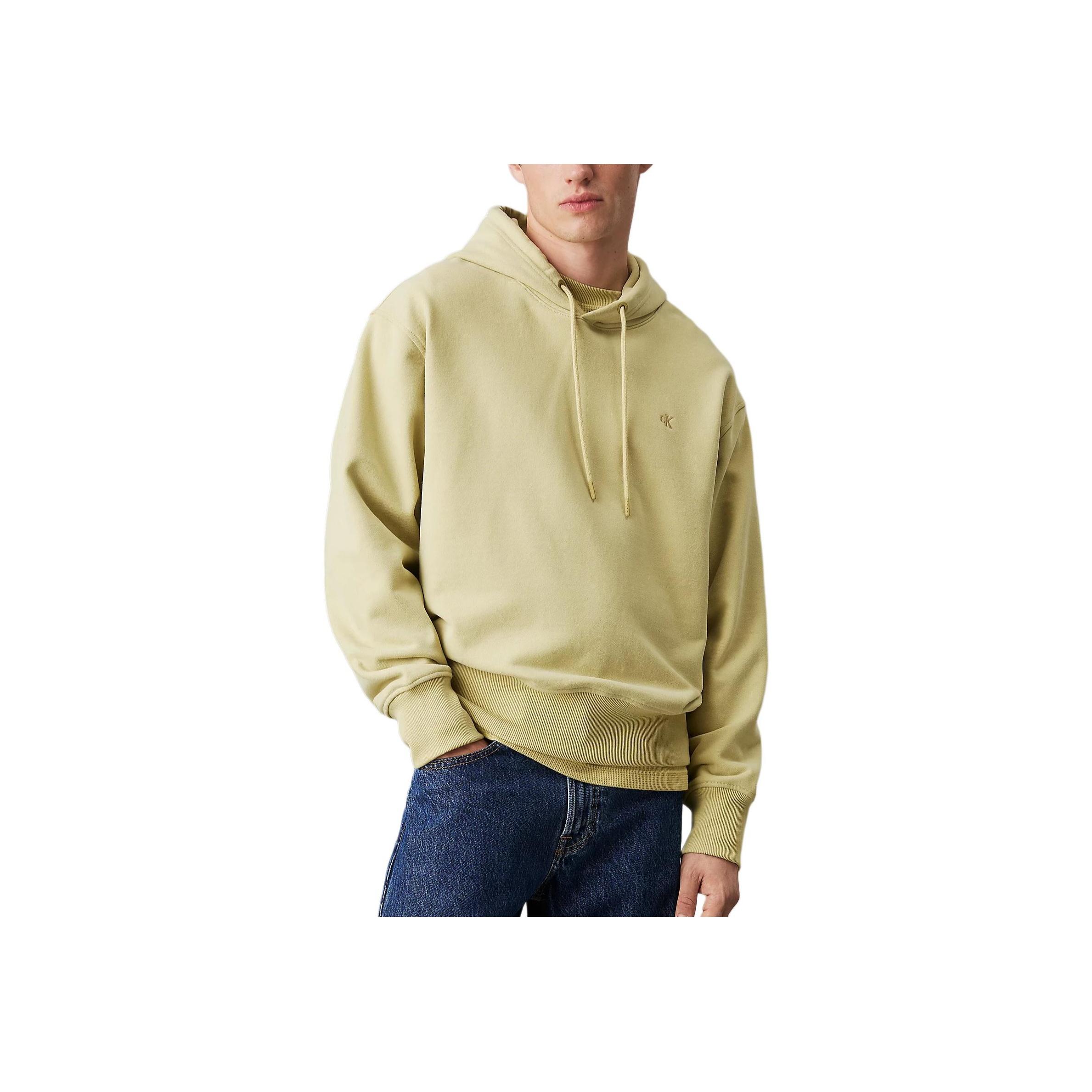 

Calvin Klein Letter Embroidery Comfortable Hooded Drop Shoulder Long Sleeve Sweatshirt Men Sweatshirt Yellow J30J326748-LHE S