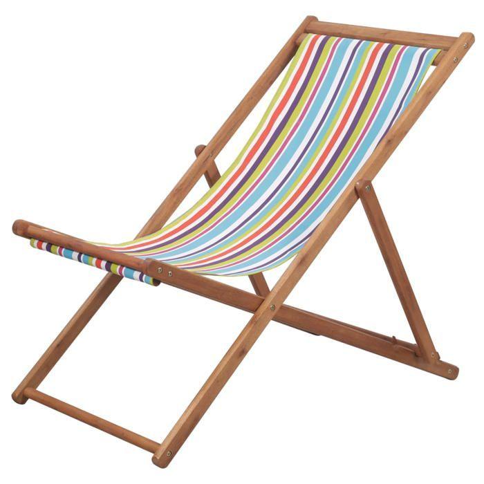 VidaXL Chaise Plage Pliante Tissu Multicolore Jardin Terrasse Balcon Fauteuil 44002