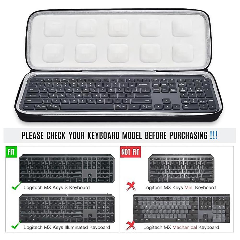 Protective Carrying Keyboard Case Splashproof Hard Storage Case Travel and Home Storage for Logitech MX Keys S Wireless Keyboard