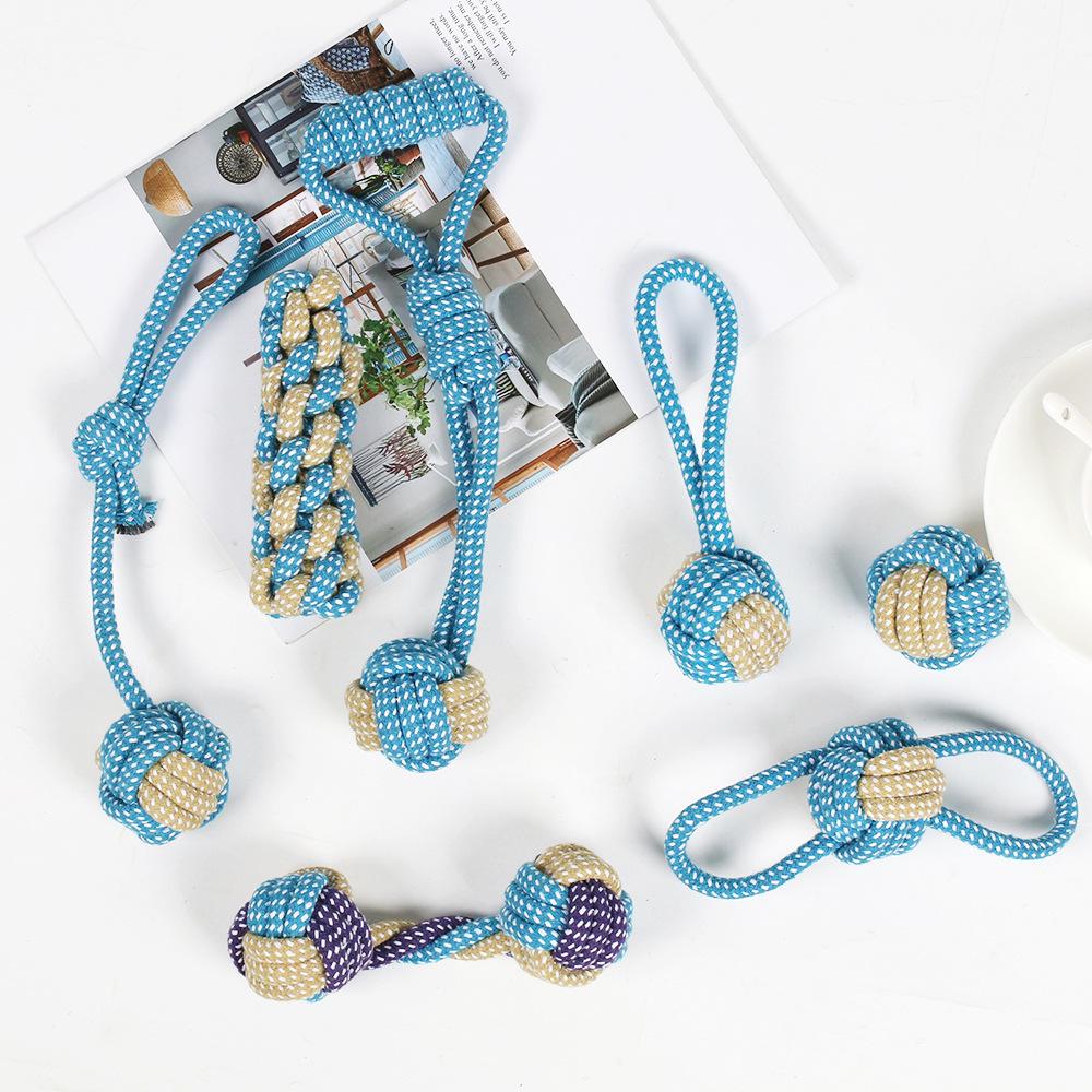Durable Cotton Rope Pet Toy Set: Teething & Knotted Ball Toys for Cats and Dogs