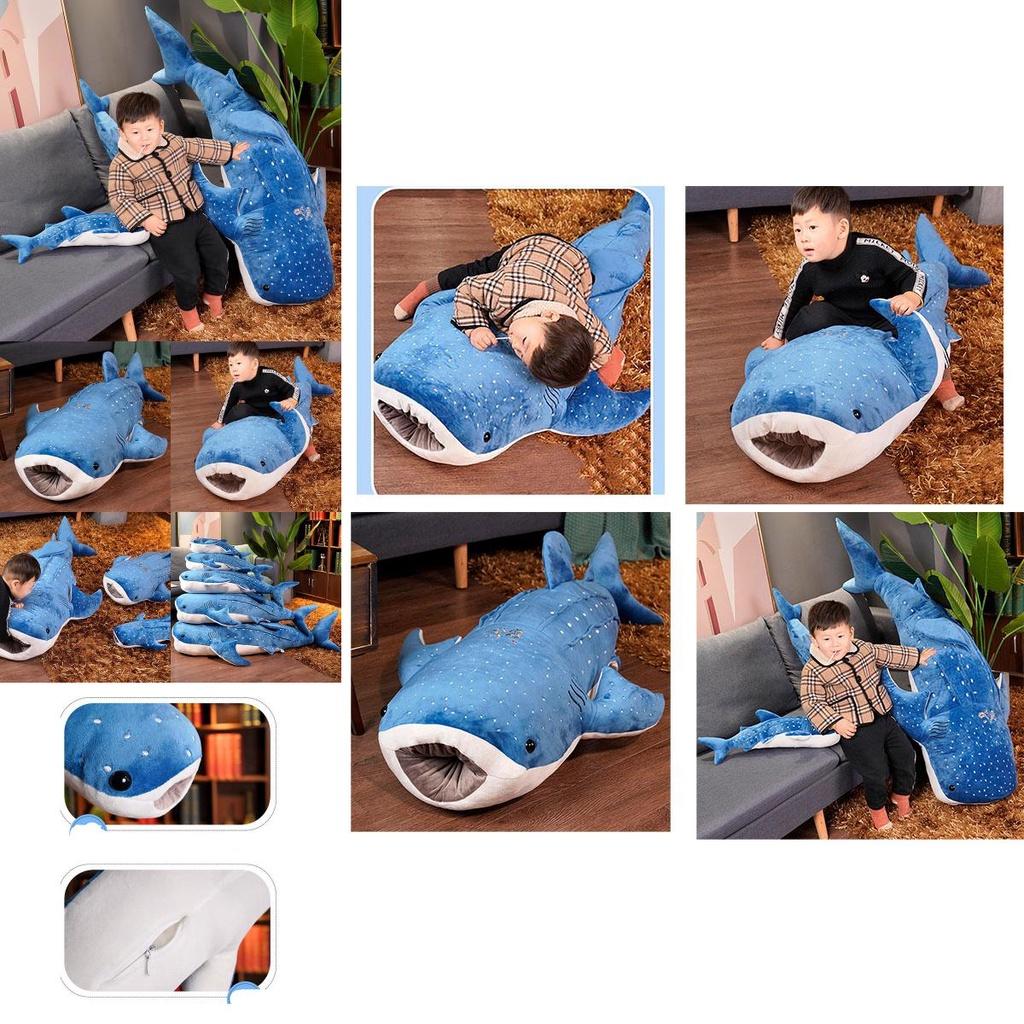 Large Blue Whale Plush Toy Super Soft Stuffed Animal For Children Cartoon Shark Whale Cushion