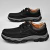 Men's Slip On Faux Leather Hiking Shoes Outdoor Non-Slip Waterproof Walking Sneakers for Male Casual Lace-Up Work Shoes Comfortable Short Boots