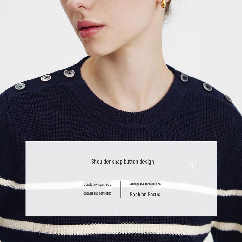 Navigare Women's Striped Round Neck Knit Sweater