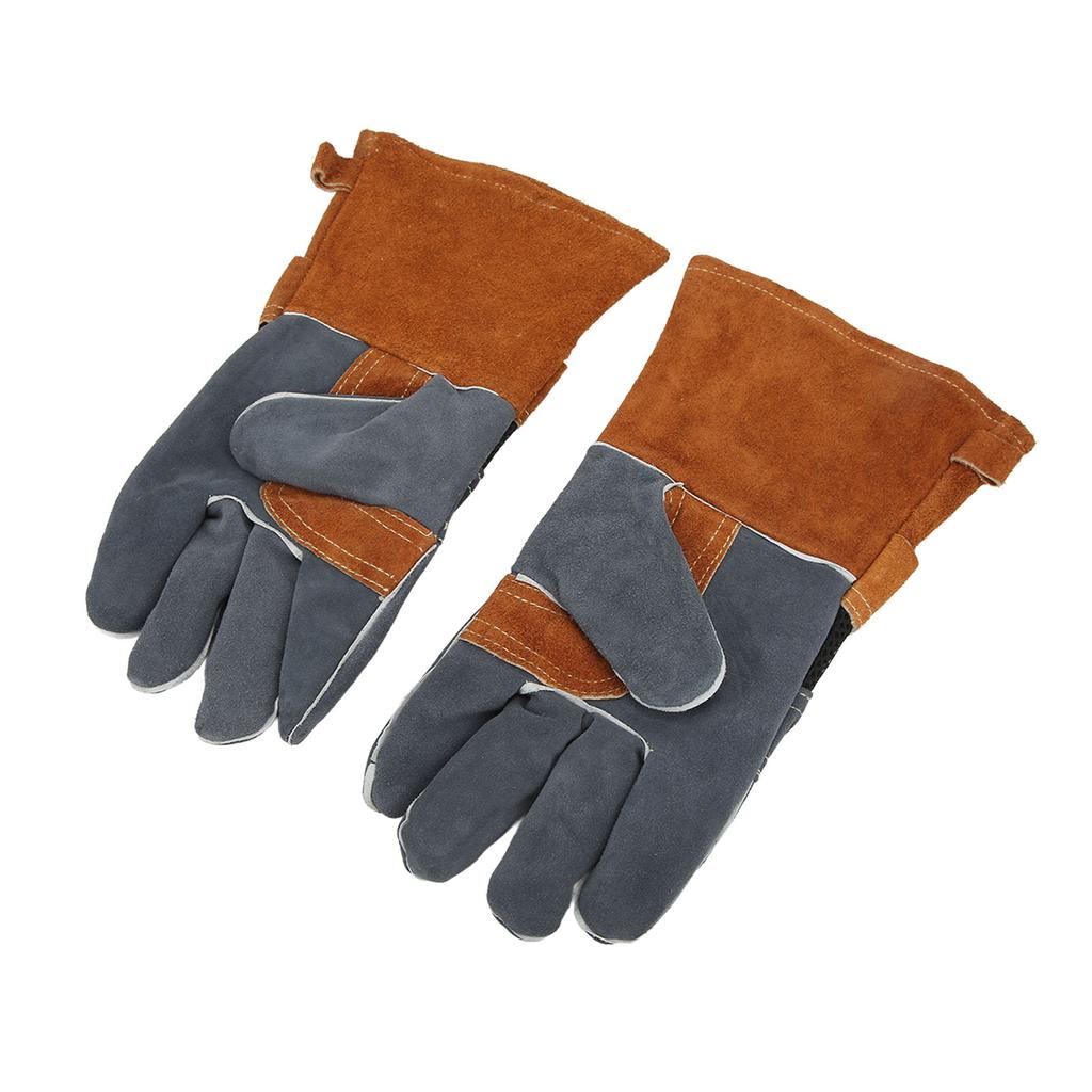 1 Pair of Heat Resistant Gloves  proof Flame Retardant Non Scalding Leather for BBQ Grill