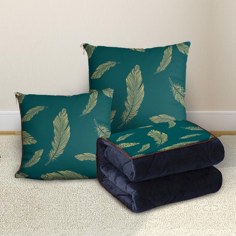 Custom Cartoon Plush Throw Pillow Blanket with Fleece Lining