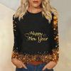 Women's Loose Comfortable Casual Fashion Round Neck New Year Printed Long Sleeve Top
