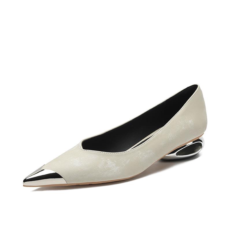 

Лето/Осень 2025 Женские универсальные туфли-лодочки на среднем каблуке с французским острым носком 40 абрикосовый