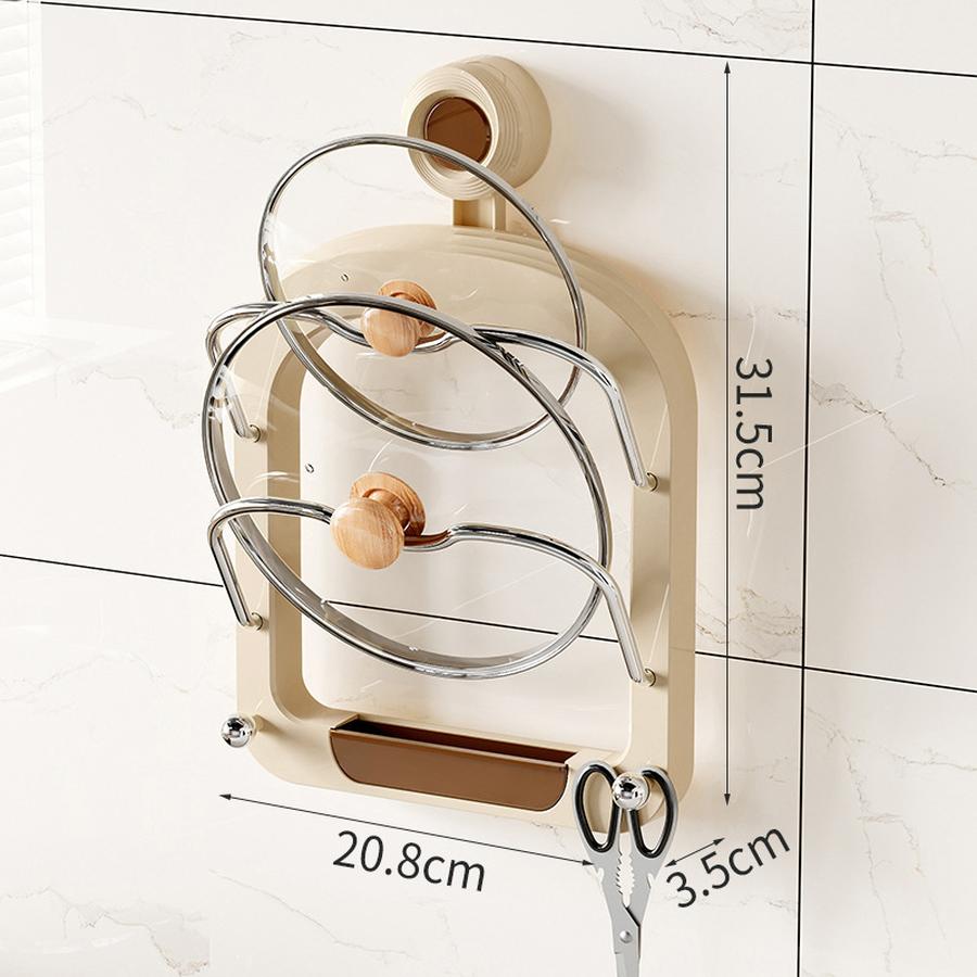 Multi-Layer Pot Lid Rack Kitchen Wall Mounted Cutting Board Holder with Hooks Multi-Functional Draining Shelf & Cutting Board Storage