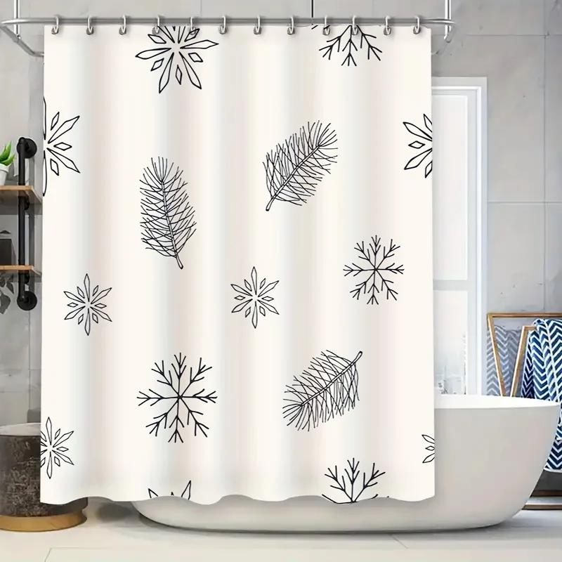 

Modern Floral Snowflake Shower Curtain Waterproof Bathroom Decor for Home Decoration in Bathrooms and Washroom W90xH180cm