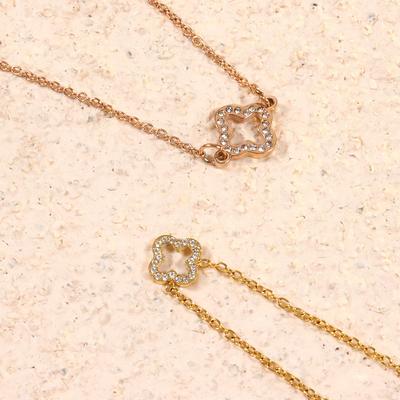 Titanstahl Glücksklee, High-End Leichter Luxus Einseitige Diamant Halskette