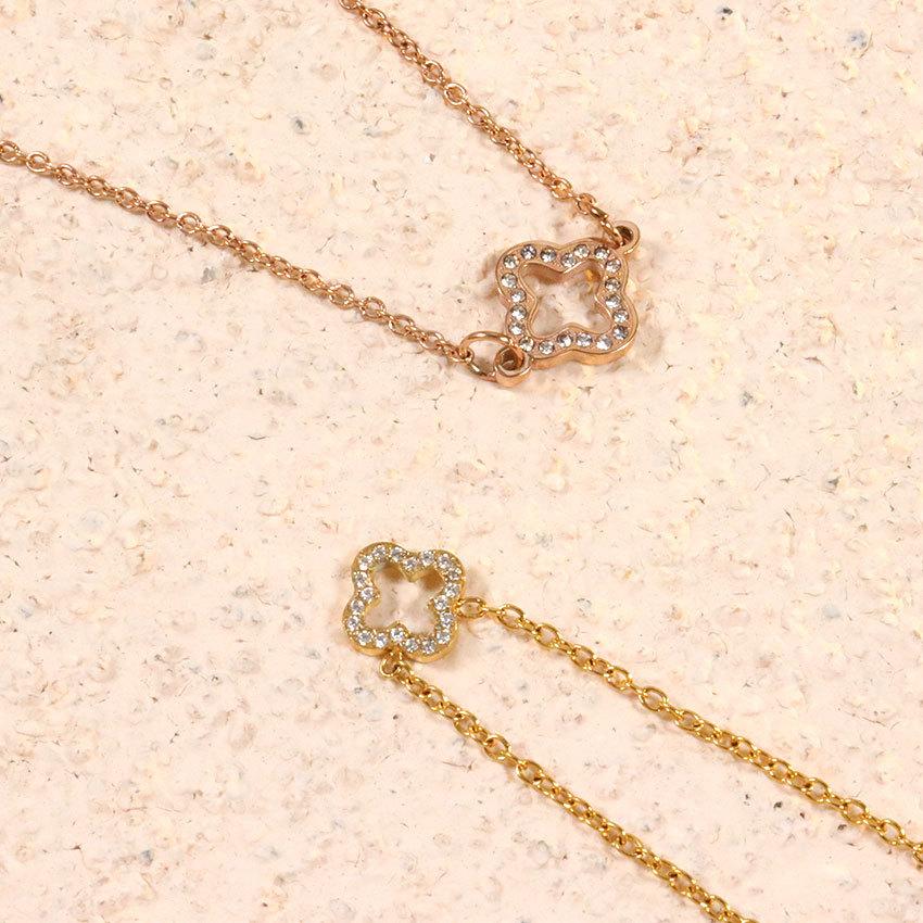 Titanium Steel Lucky Four-Leaf Clover, High-End Light Luxury Single-Sided Diamond Necklace