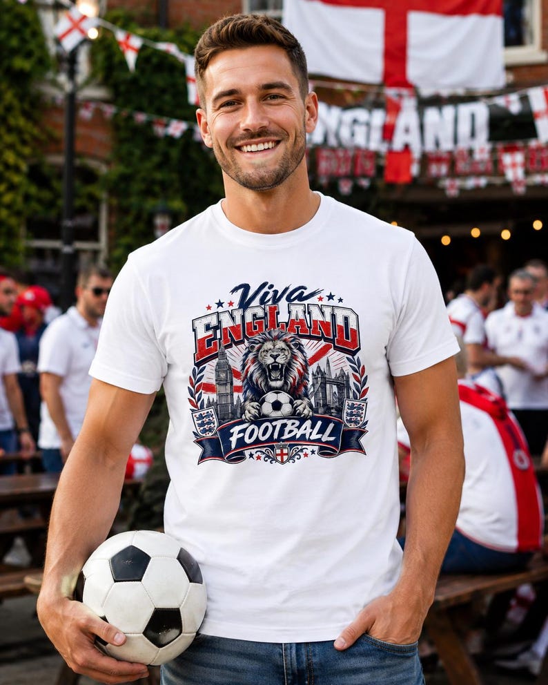 England Football Shirt, Viva England Soccer T-Shirt, England Fan Tee, World Cup Shirt, Football Game Day Gift for Men Women 2XL