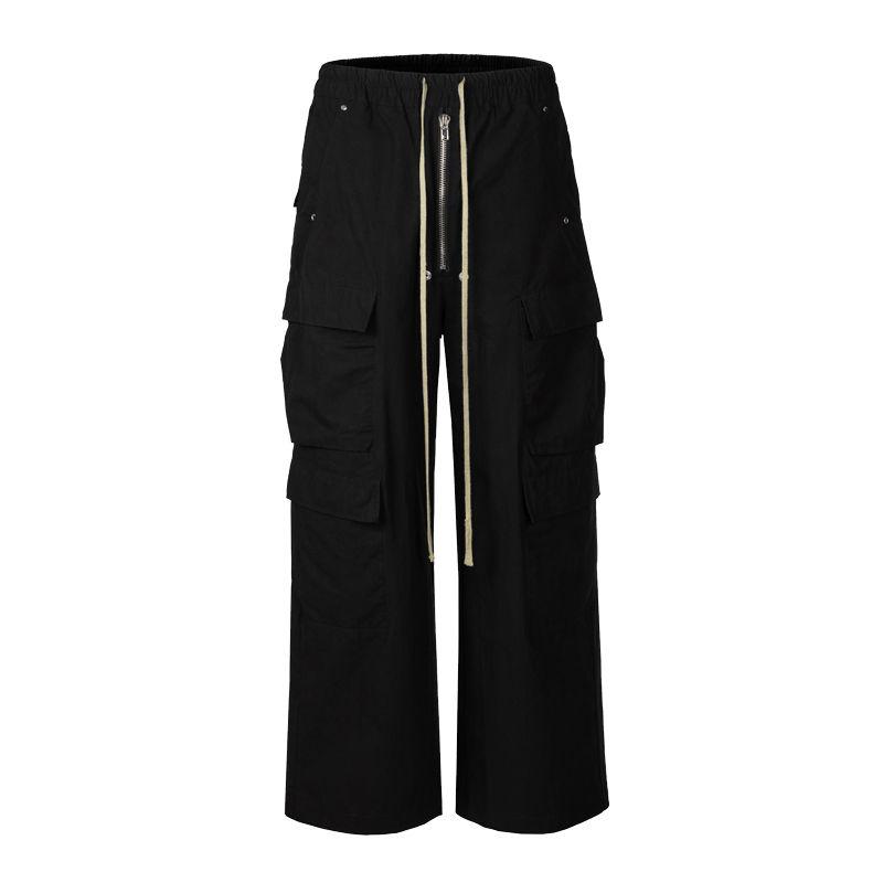 Amerikanischer Stil Freizeithose Schwarz Cargohose Mehrere Taschen Locker Weites Bein für Herren Y2K Frühling Herbst S black