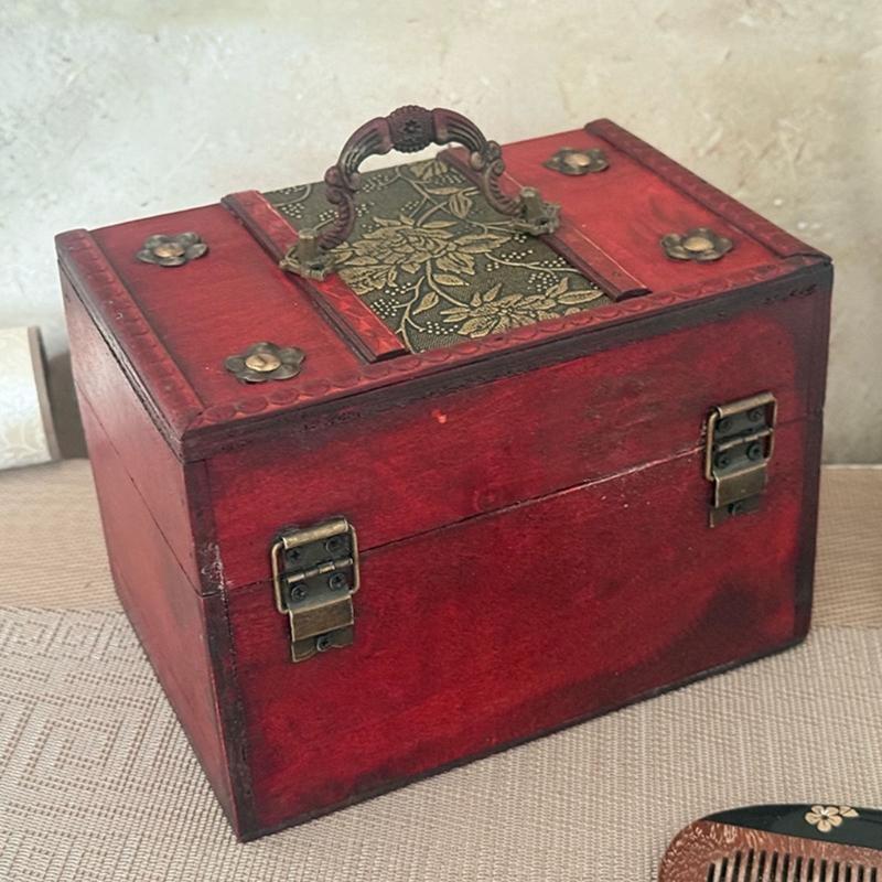 Handcrafted Wooden Jewelry Charm Box for Storing Treasure and Home Decoration X3UC