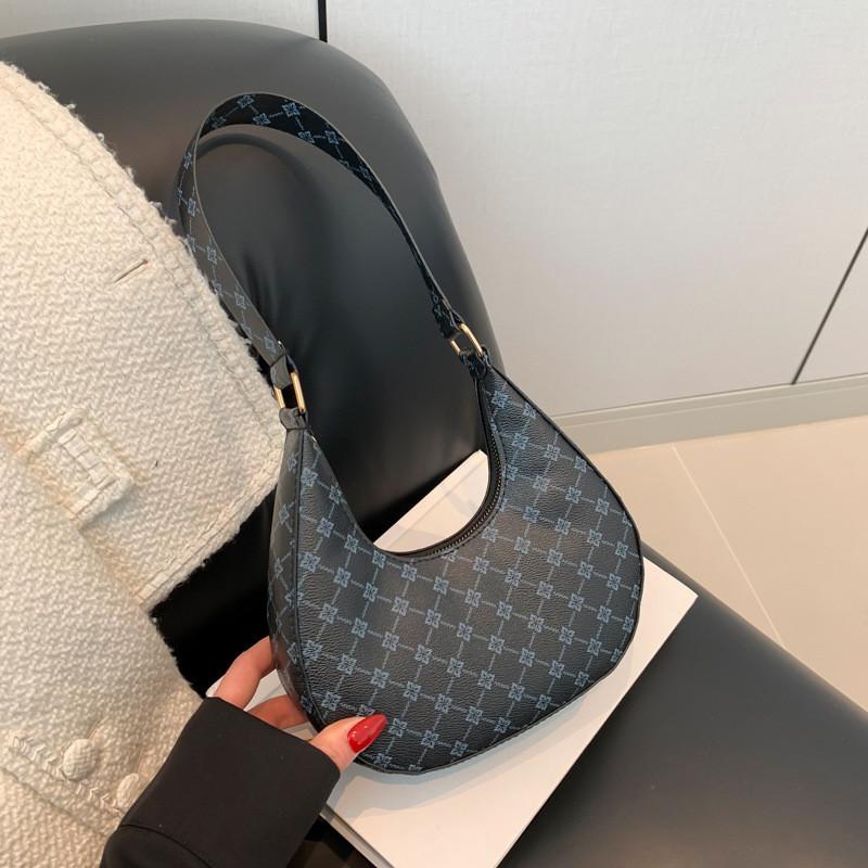 2024 Винтажная женская ретро сумка через плечо Уличная мода ПУ Средняя сумка чёрный