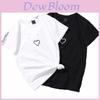 Size Women Plus Unisex Love Heart Printed Short Sleeve Tshirt Couple Tops