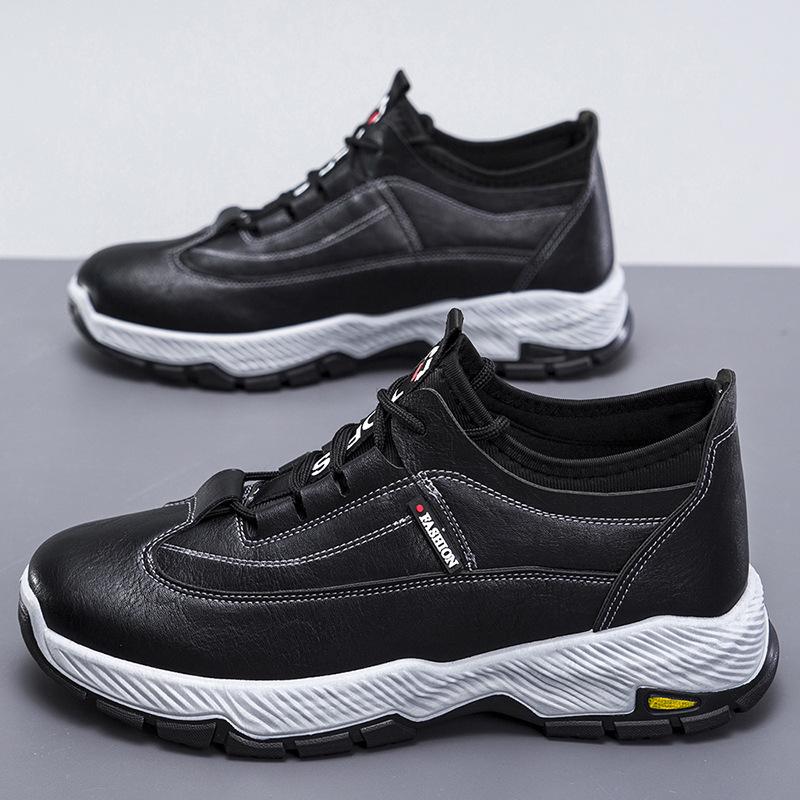 New Men's Shoes Leather Platform Casual Shoes  Men's Running Shoes Low-Top Lace-up Men's Sports and Leisure Tide Shoes