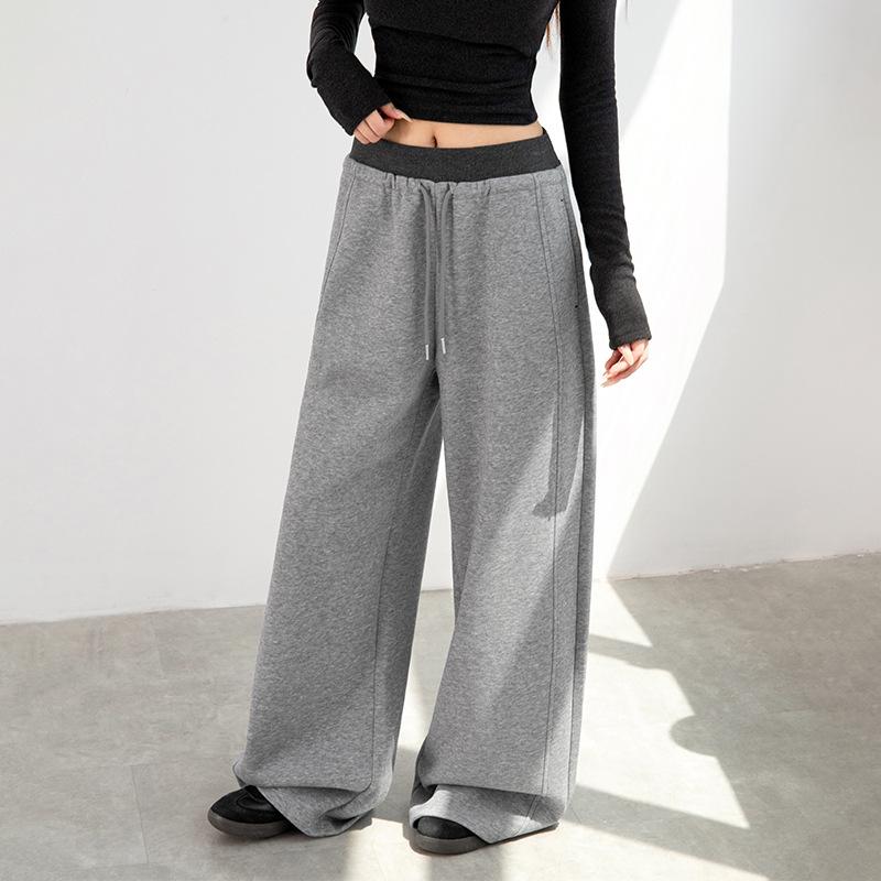 Women's High Waist Wide Leg Pants Loose Fit Sweatpants Drape Commuter Style Banana Trousers Spring Casual Bottoms