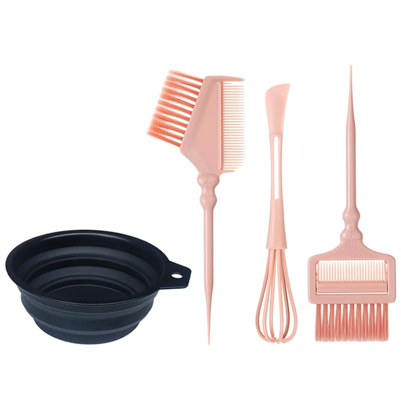 

4pcs Professional Hair Dyeing Set Non-slip Tint Brush Cream Stirring Rod with Foldable Bowl Dyeing Bleaching Salon Accessories