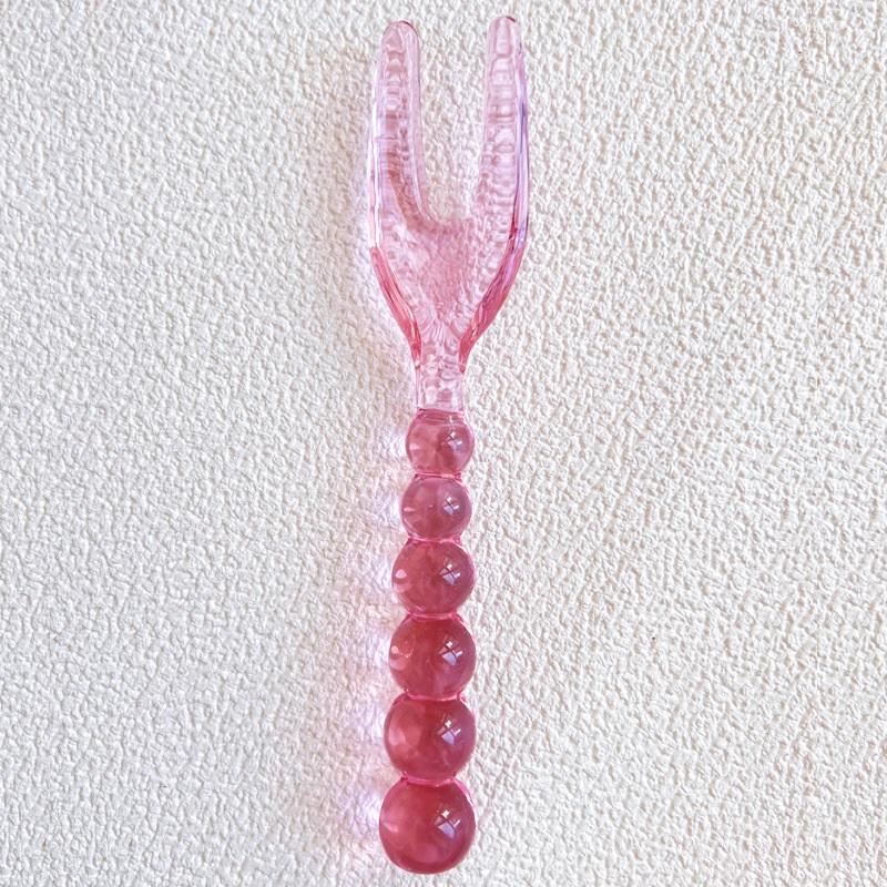 Glass Beads Pastry Glass Tableware Spoon Fork Creative Primary Color Pink Green Glass Spoon Spoon Household