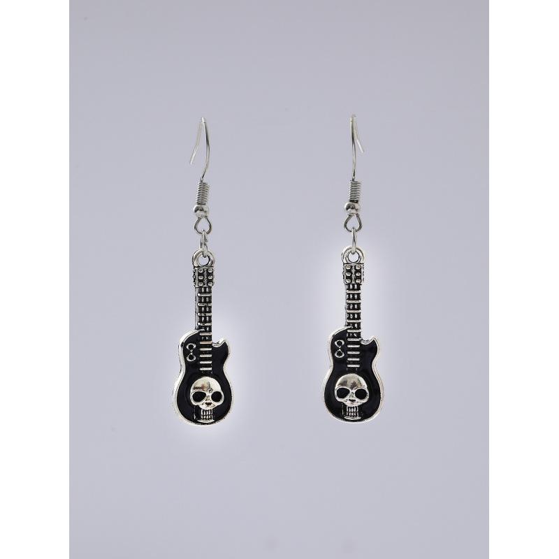 Halloween Skull Guitar Earrings