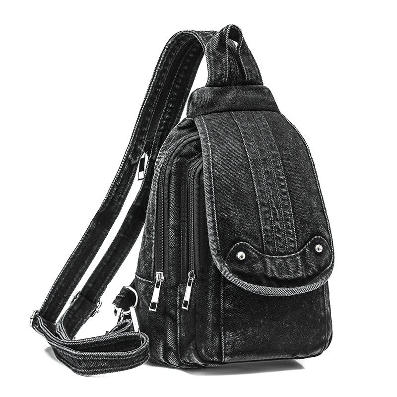 Vintage Denim Bag Multi-functional Chest Bag Women Backpack