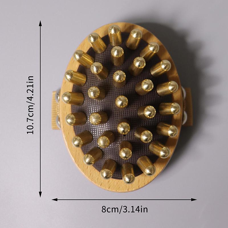 Body Meridians Massage Comb Head Brass Copper Sandalwood Point Massage Meridians Guasha Scalp Massage Brush Relax Massager Tool