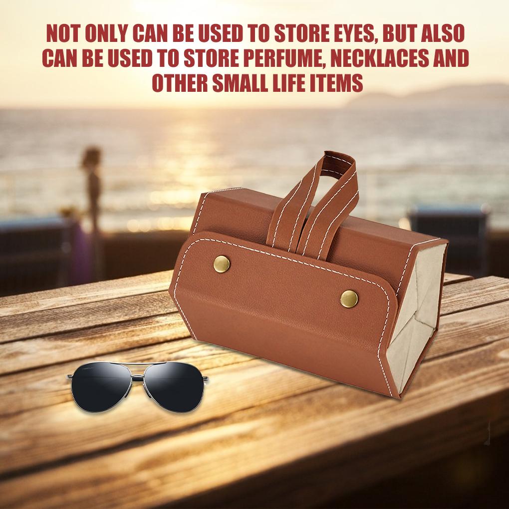 Eyeglasses Organizer Leather Holder Portable Travel Glasses Storage Box Case