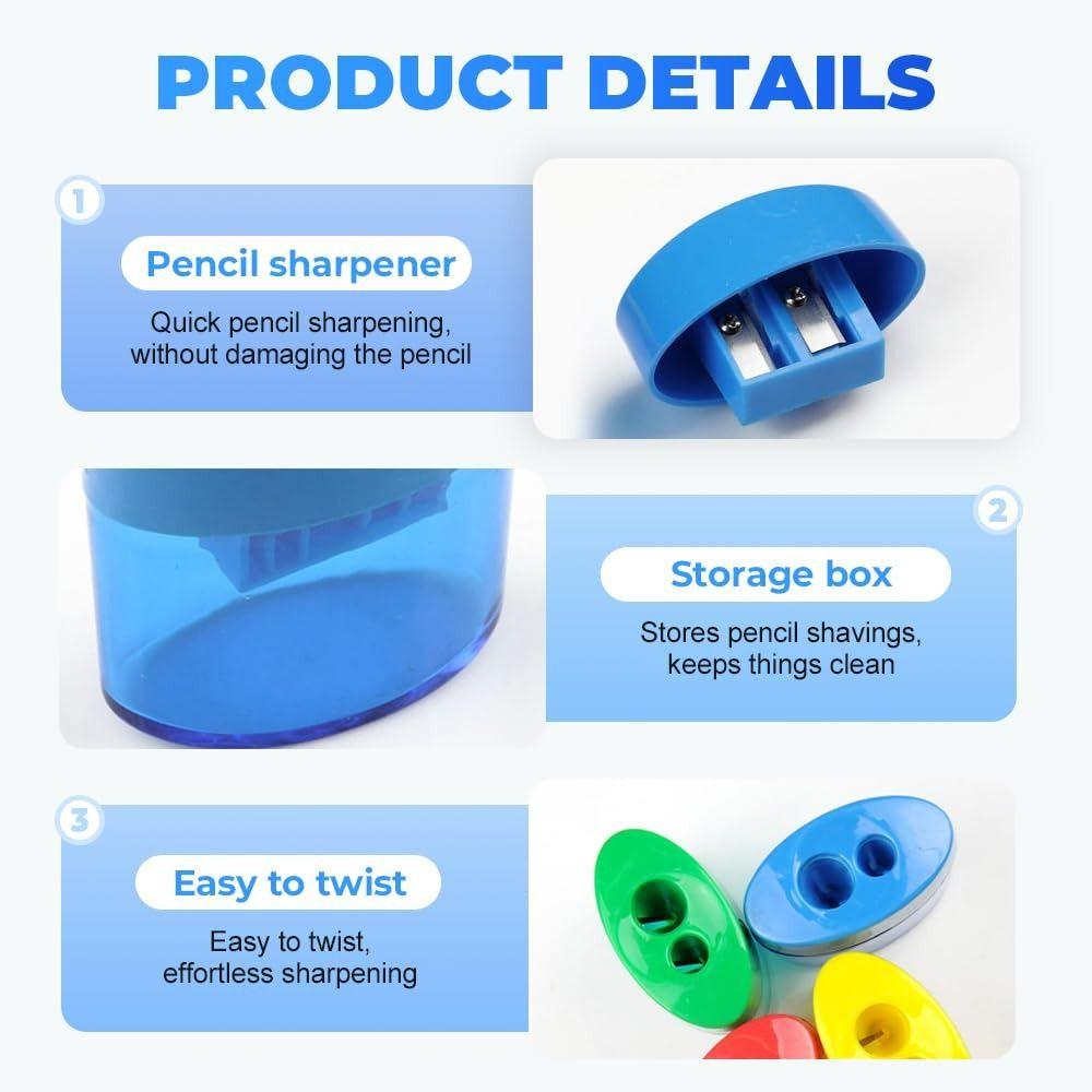 4 Pcs Multi-Color Handheld Sharpener 2-Hole Design Pencil Sharpeners Dual Holes Sharpener  Student