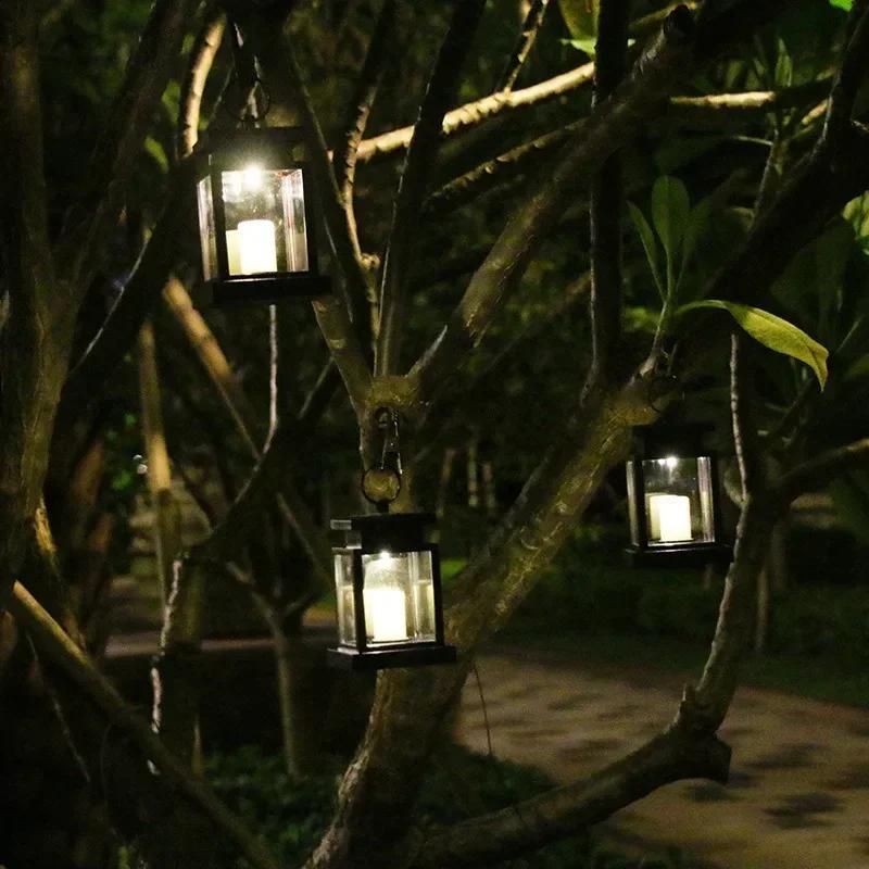 Solar Hanging Lanterns Outdoor Waterproof Super Bright LED Candle Light With Clip Landscape Christmas Lanterns