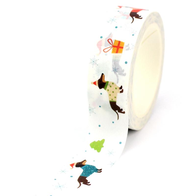 2023 NEW 1PC 10M Deco Winter and Christmas Gingerbread House Candle Dachshund Washi Tape for  Journaling Masking Tape Stationery