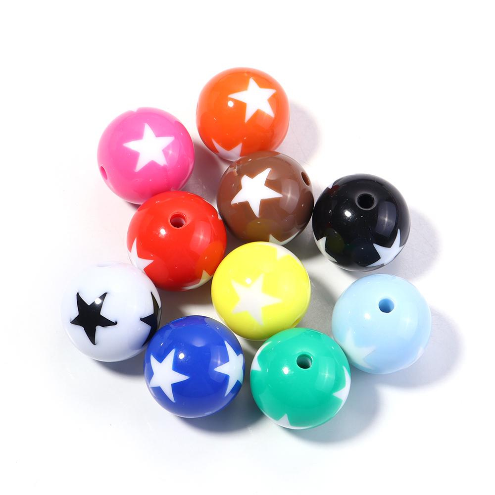 10-20pcs/lot 12 16 20mm Acrylic Beads Double Color Star Round Beads Loose Spacer Beads For Jewelry Making DIY Bracelet Necklace