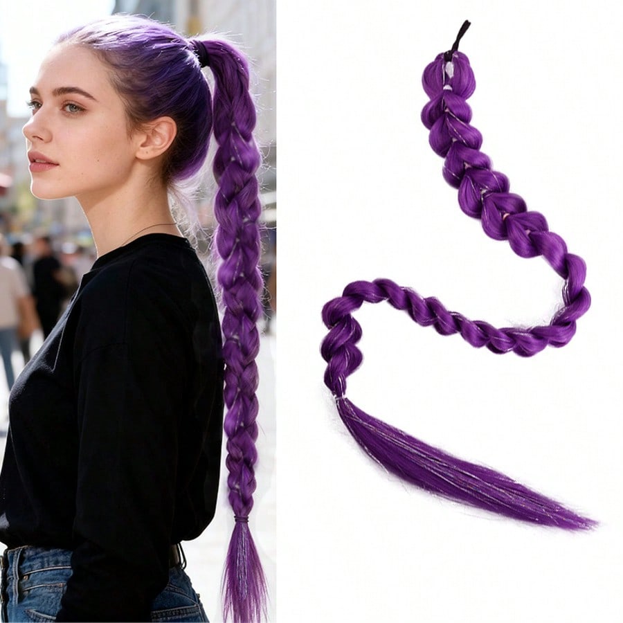 Purple pigtail wig | pigtail with laser wire | advanced synthetic hair, suitable for avantgarde hairstyle, role play and Party style