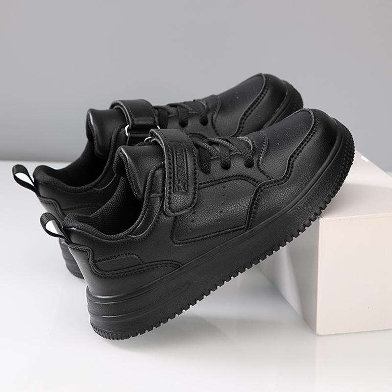 Jungen Schuhe Sneaker Leder Kinder Bequeme Flache Schuhe Schwarz Weiße Schuhe für Kinder Mädchen Schule Walking Schuhe Rutschfest