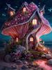 Full Round Embroidery Diamond Square Mosaic Fantasy Mushroom House Diamond Painting Cross Stitch Hand Landscape Home Decor