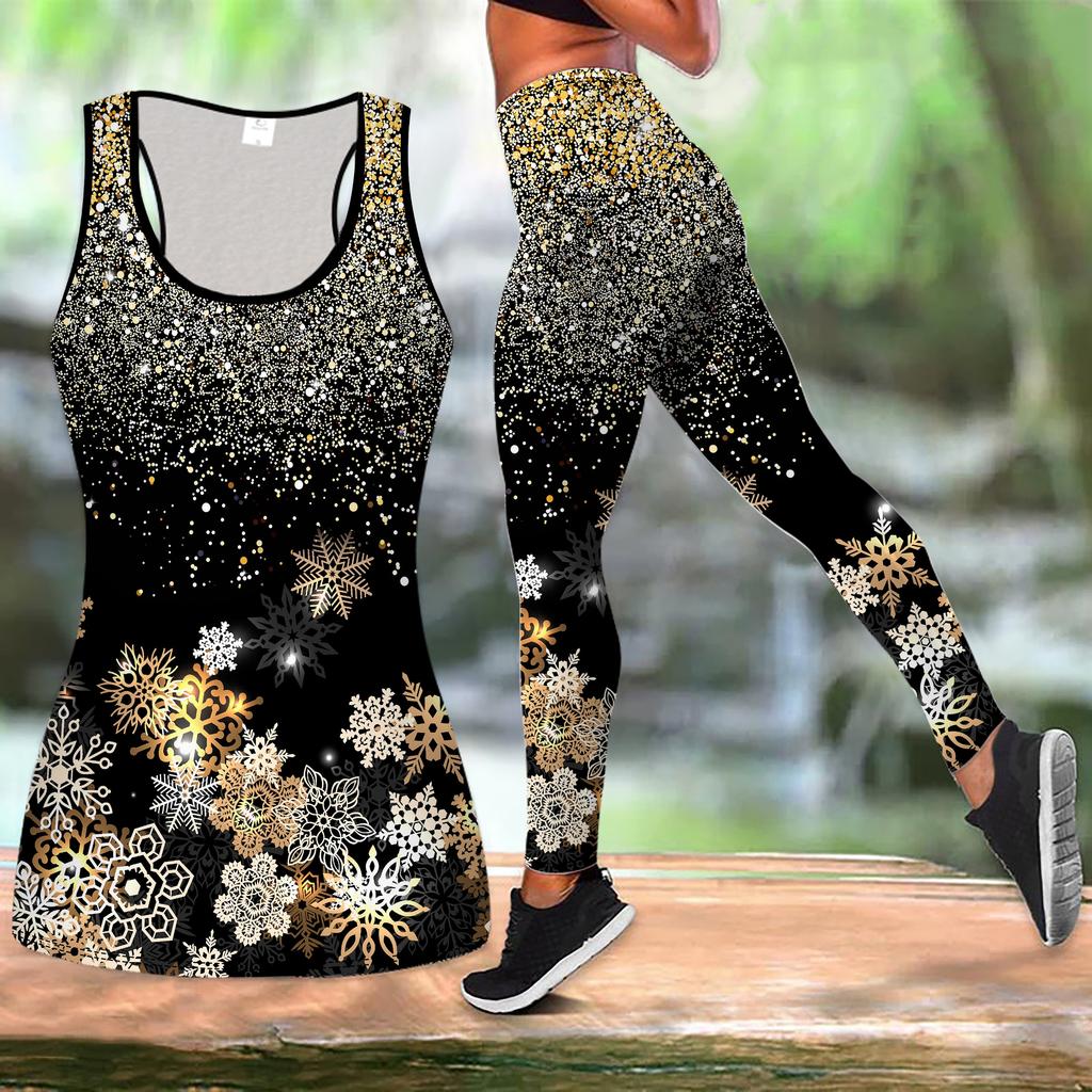 Christmas Festival Print Yoga Outfit for Women Fashion Workout Leggings Fitness Sports Casual Yoga Set Sports Suit