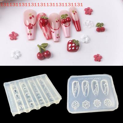 1Pcs Flute Instrument Shape Relief Manicure Mold Strawberry Silicone Nail Mold Nail Art Nail Template Nail Art Decorations