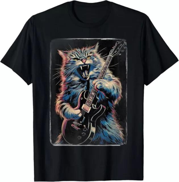 Cool Cat Rock And Roll Men Women Cat Playing Guitar TShirt Unisex Tees Unisex T-Shirt M