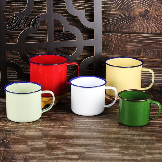 1960s Style Mug 120/240/350/500ML Vintage Enamel with Handle Heat-resistant Large Capacity Multi-purpose Tea